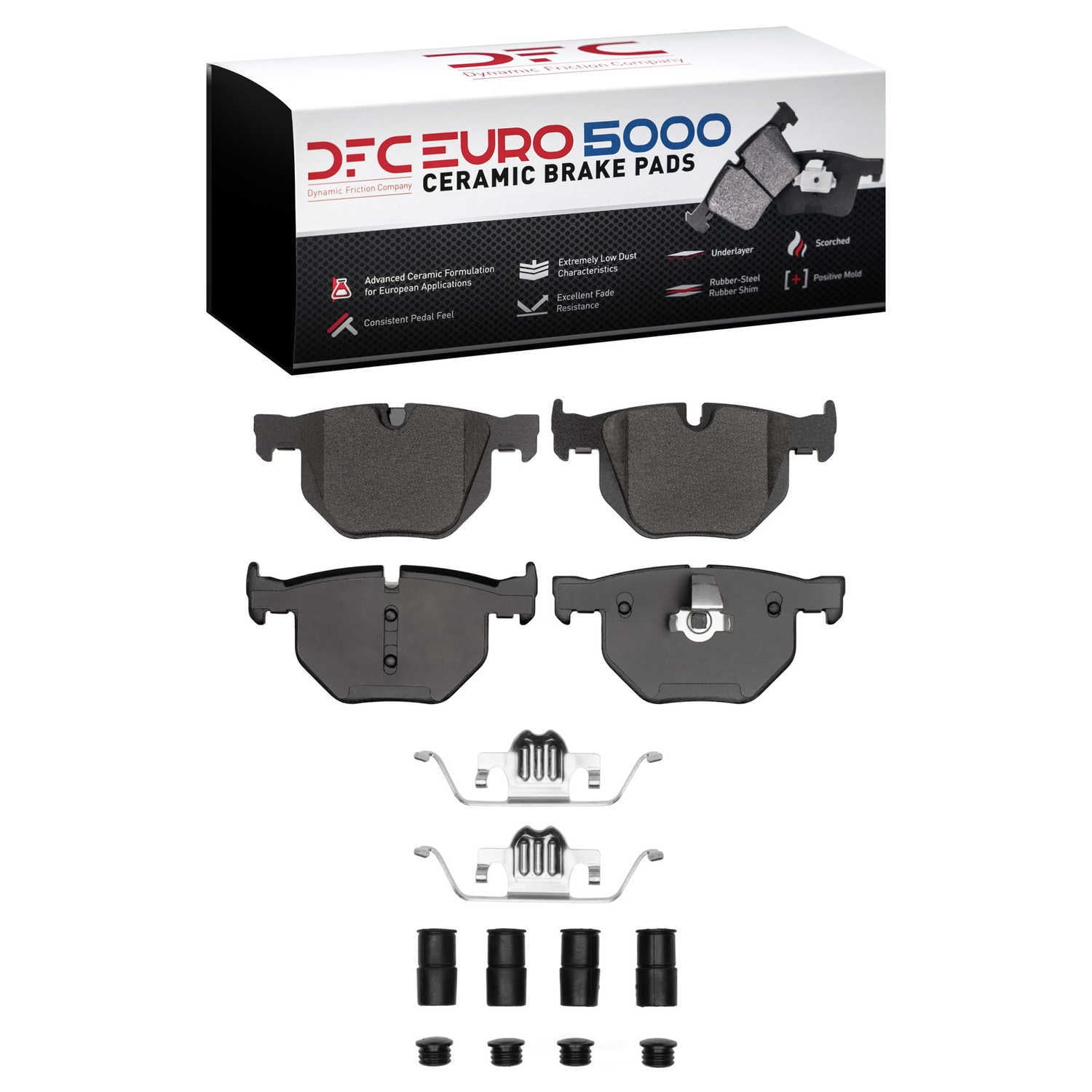 Dynamic Friction Company 1600-0683-12 DFC EURO 5000 Ceramic Brake Pads and Hardware Kit
