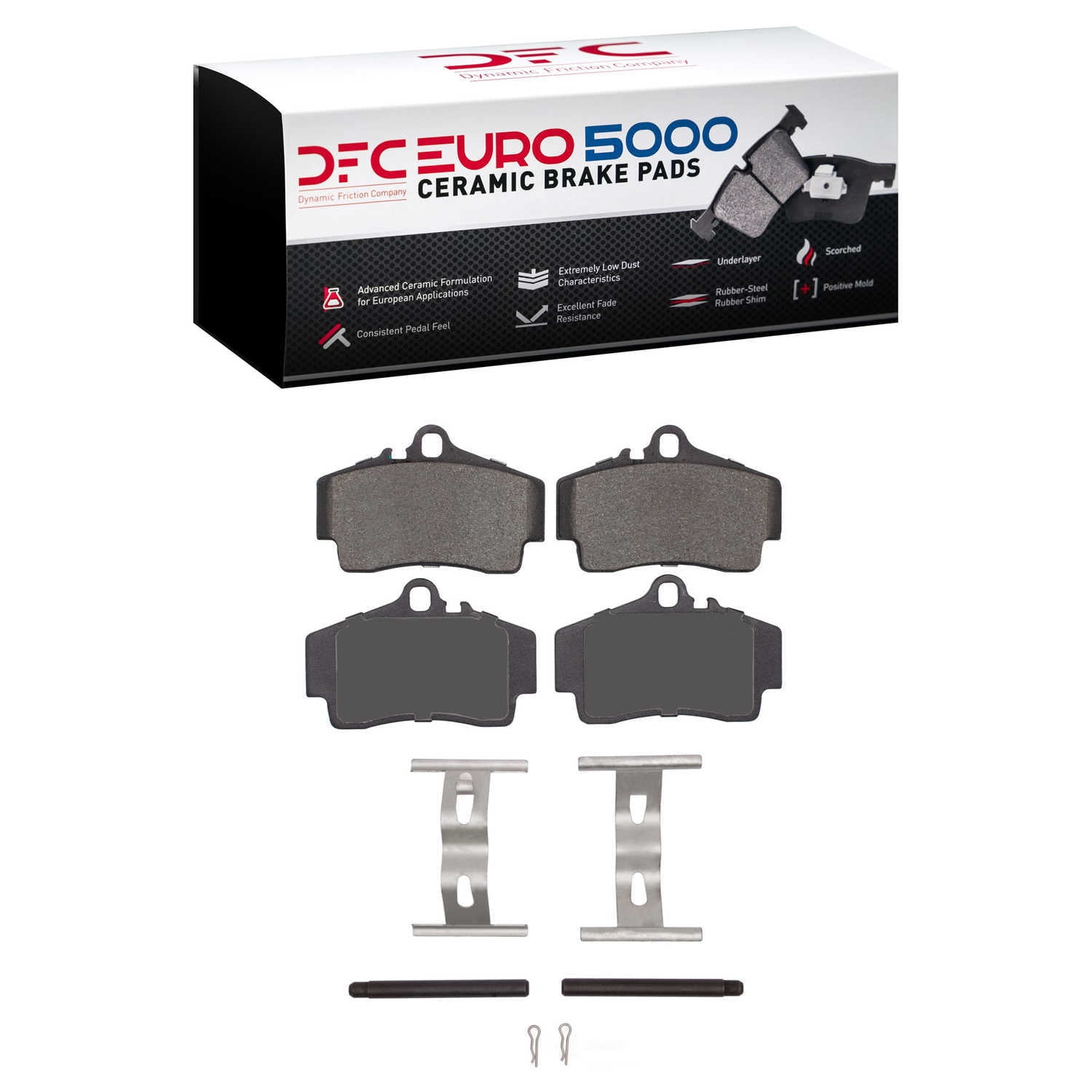 Dynamic Friction Company 1600-0738-01 DFC EURO 5000 Ceramic Brake Pads and Hardware Kit