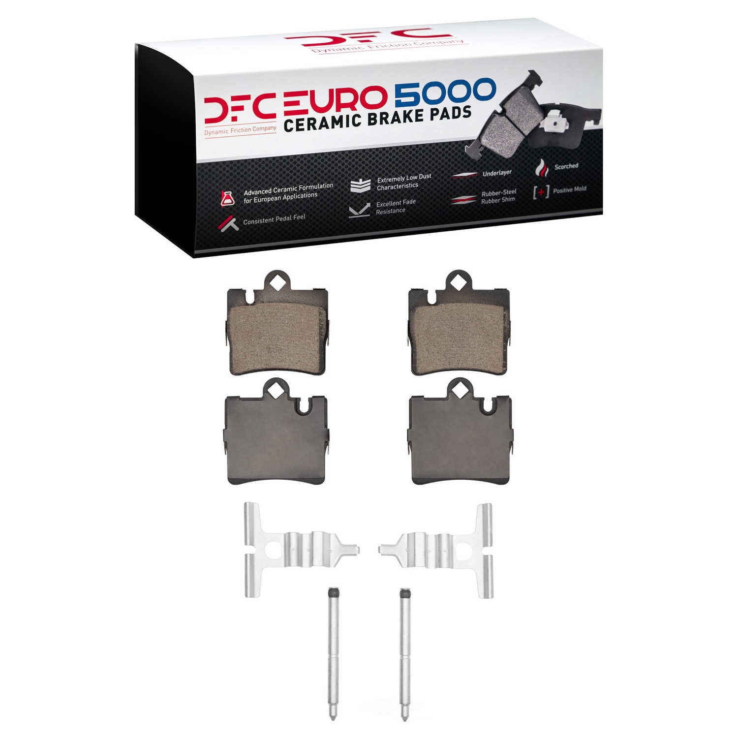 Dynamic Friction Company 1600-0848-01 DFC EURO 5000 Ceramic Brake Pads and Hardware Kit