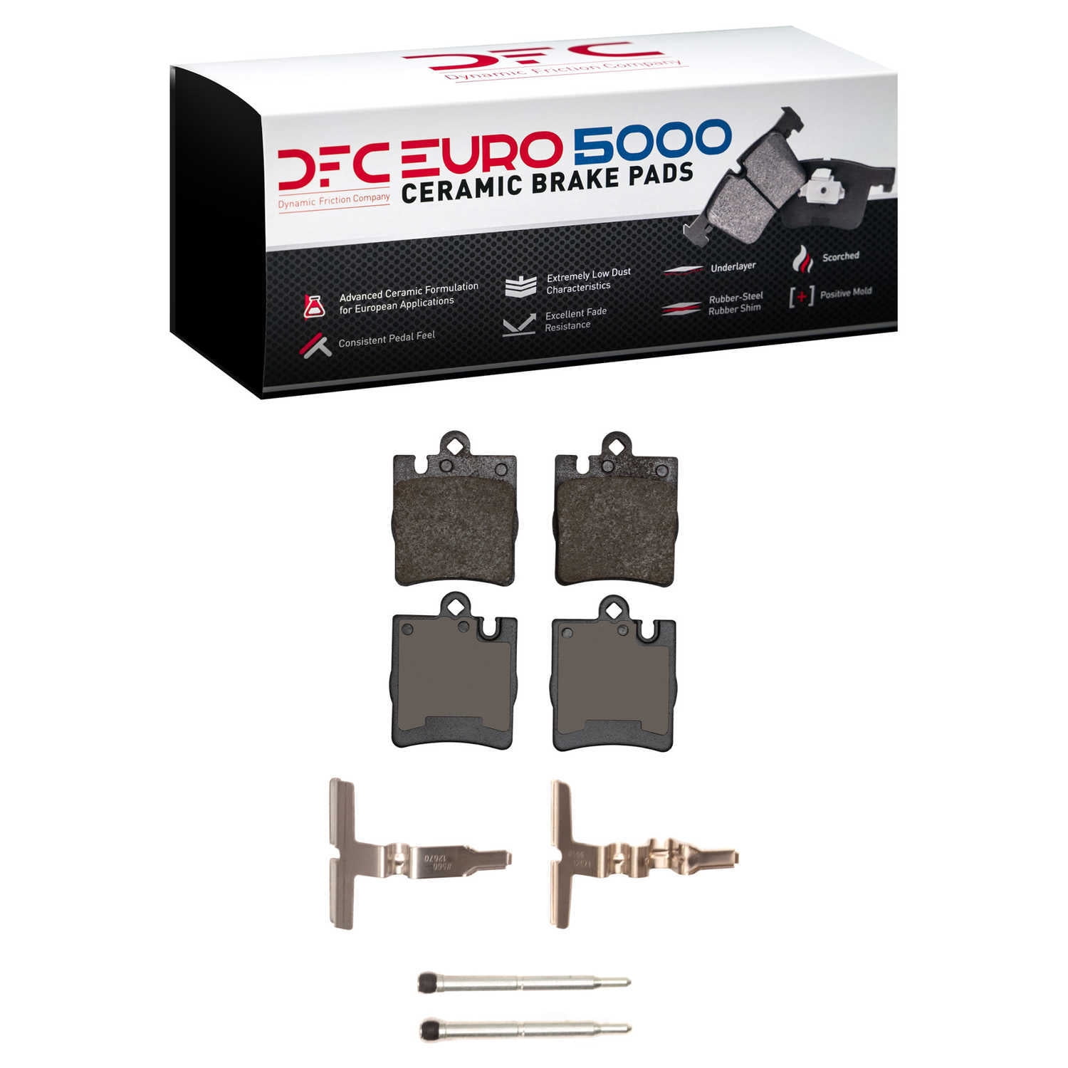 Dynamic Friction Company 1600-0876-01 DFC EURO 5000 Ceramic Brake Pads and Hardware Kit