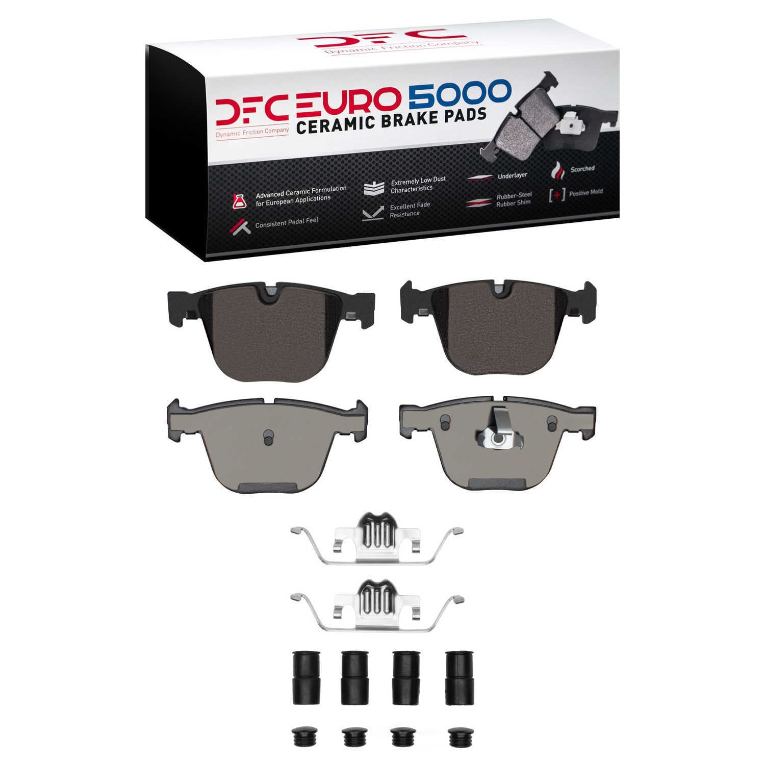Dynamic Friction Company 1600-0919-02 DFC EURO 5000 Ceramic Brake Pads and Hardware Kit