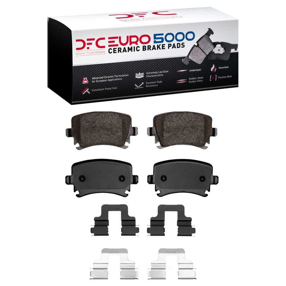 Dynamic Friction Company 1600-1108-01 DFC EURO 5000 Ceramic Brake Pads and Hardware Kit