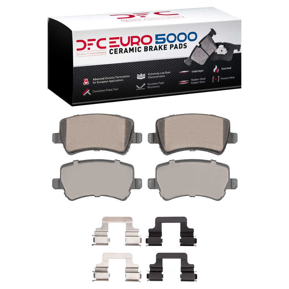 Dynamic Friction Company 1600-1307-02 DFC EURO 5000 Ceramic Brake Pads and Hardware Kit