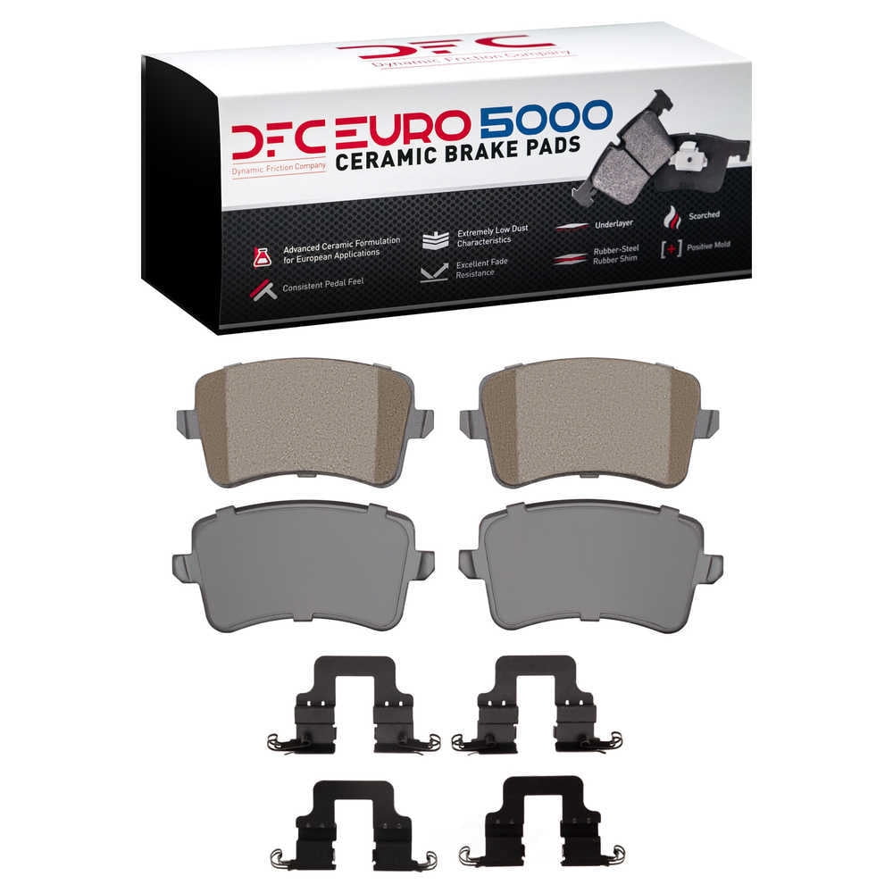 Dynamic Friction Company 1600-1386-01 DFC EURO 5000 Ceramic Brake Pads and Hardware Kit