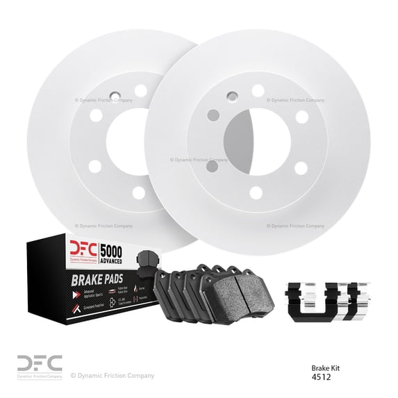 Dynamic Friction Company Rear Brake Geospec Rotors with 5000 Advanced Brake Pads includes Hardware - 4512-80049