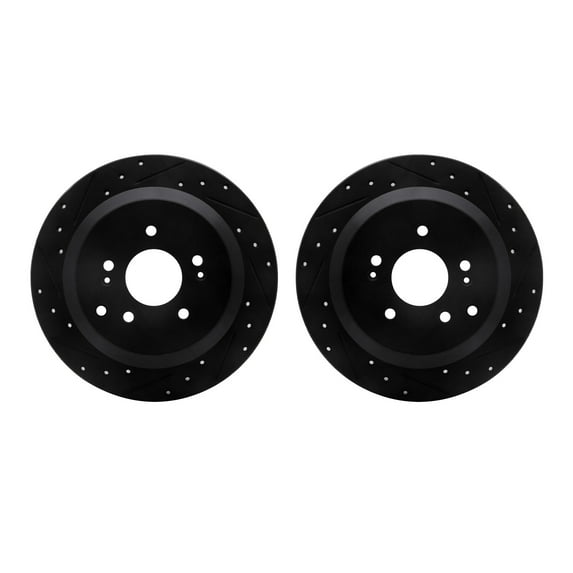 Dynamic Friction Company Rear Brake Rotors-Drilled and Slotted-Black 8002-03064
