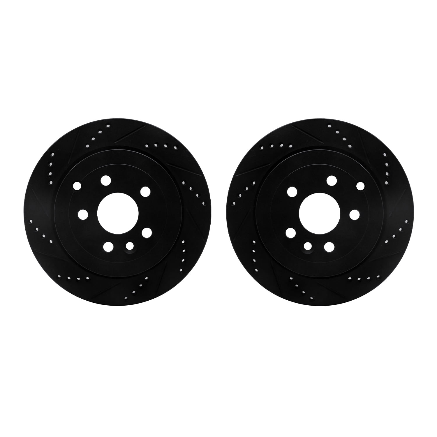 Dynamic Friction Company Rear Brake Rotors-Drilled and Slotted-Black 8002-11026