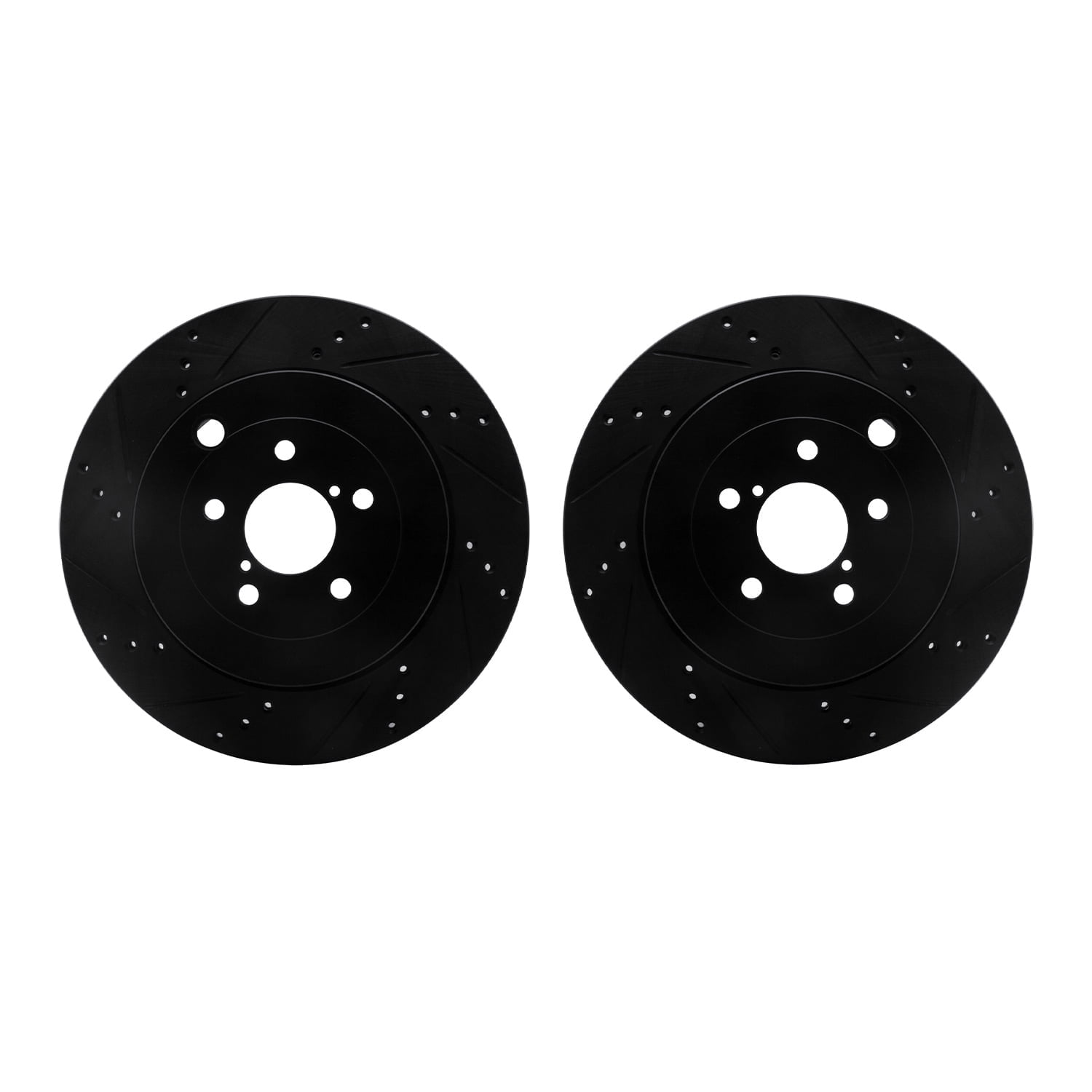 Dynamic Friction Company Rear Brake Rotors-Drilled and Slotted-Black 8002-13031