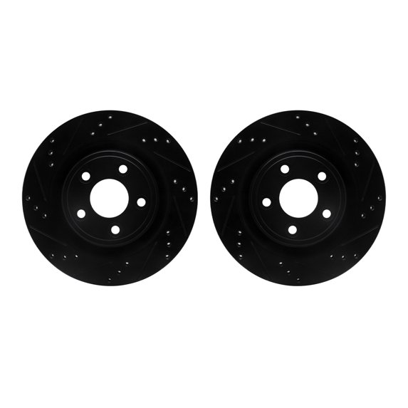 Dynamic Friction Company Rear Brake Rotors-Drilled and Slotted-Black 8002-20030
