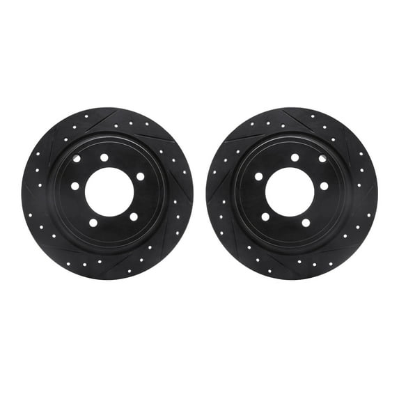 Dynamic Friction Company Rear Brake Rotors-Drilled and Slotted-Black 8002-39018