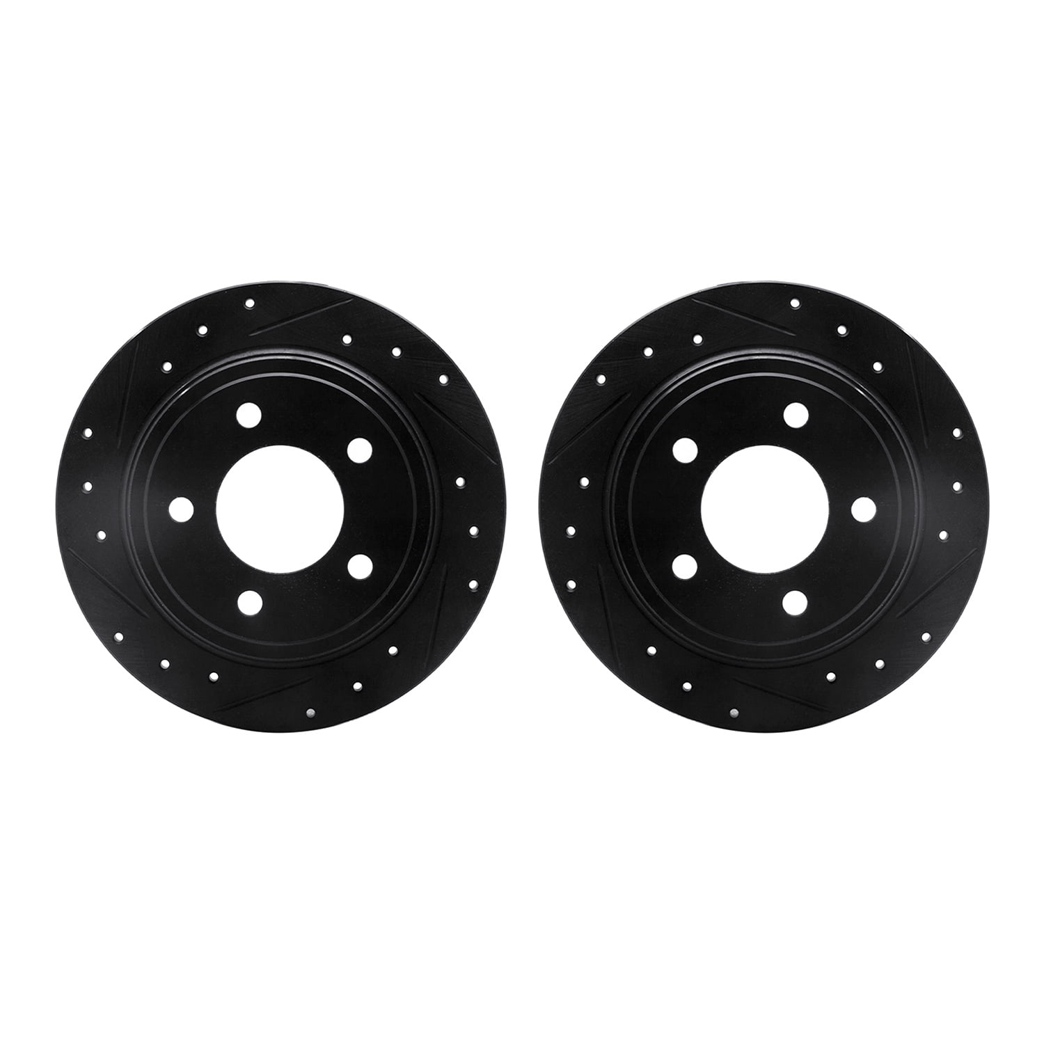 Dynamic Friction Company Rear Brake Rotors-Drilled and Slotted-Black 8002-40080