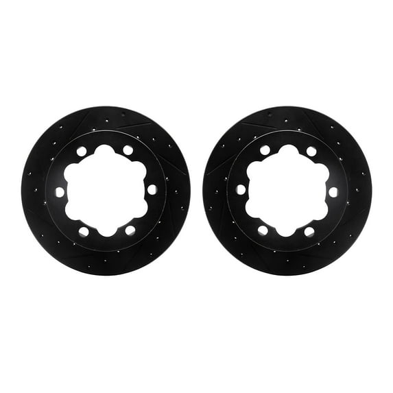 Dynamic Friction Company Rear Brake Rotors-Drilled and Slotted-Black 8002-40104