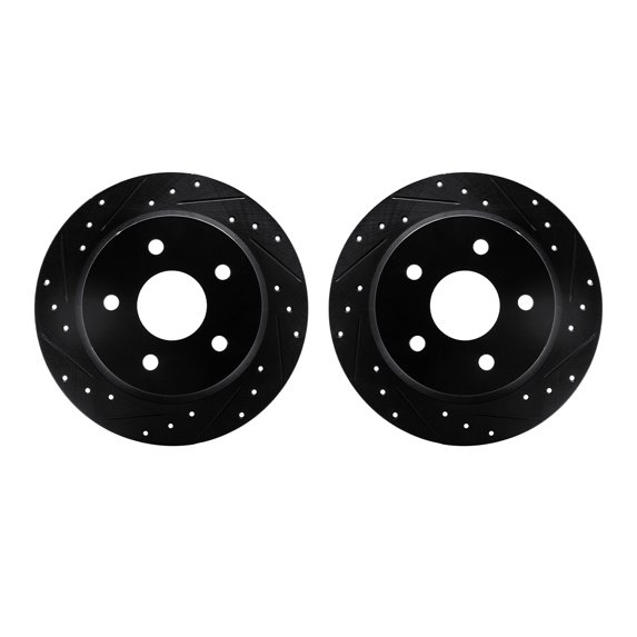 Dynamic Friction Company Rear Brake Rotors-Drilled and Slotted-Black 8002-42034