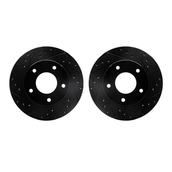 Dynamic Friction Company Rear Brake Rotors-Drilled and Slotted-Black 8002-45016