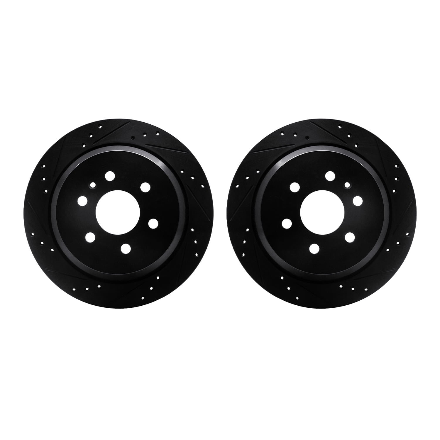 Dynamic Friction Company Rear Brake Rotors-Drilled and Slotted-Black 8002-48063