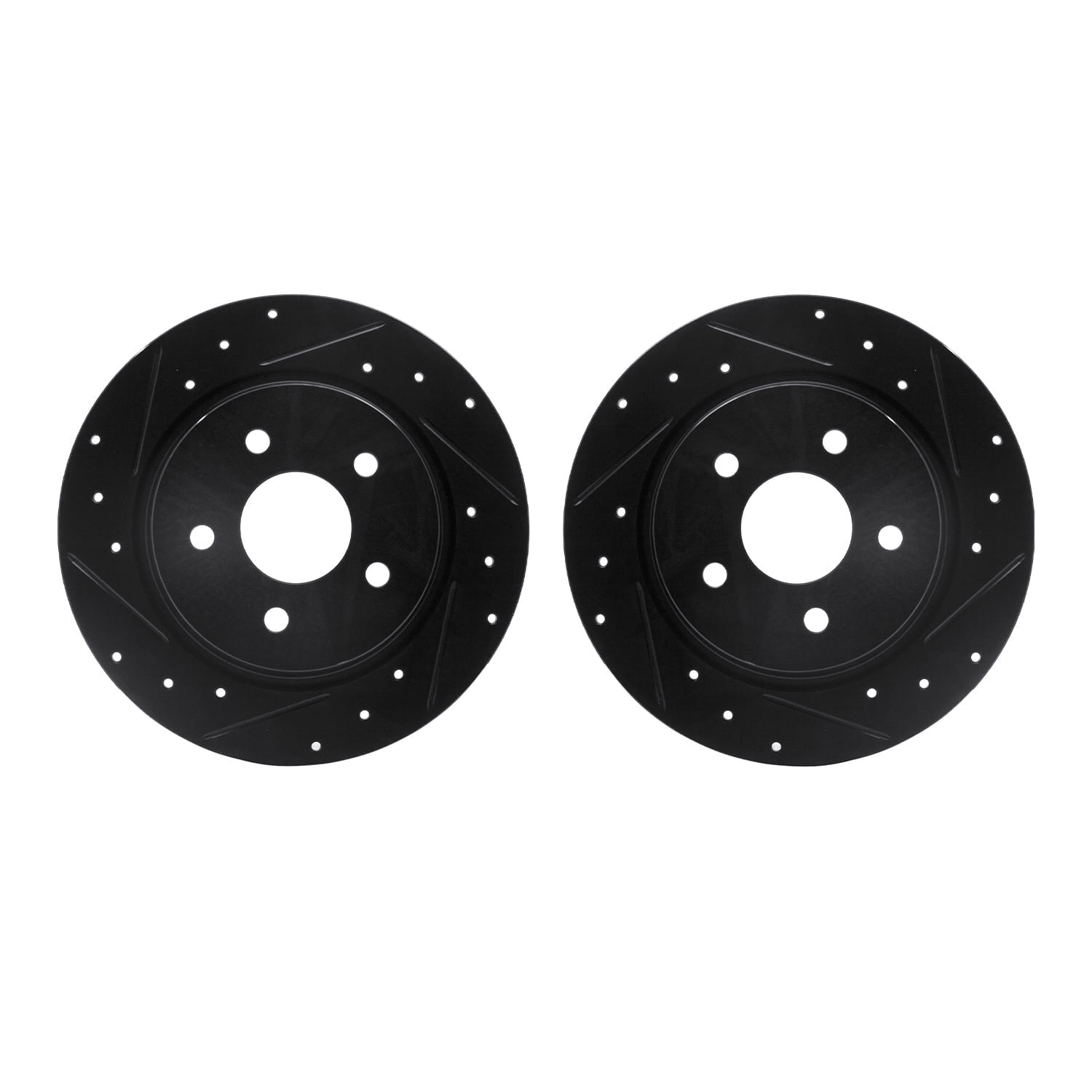 Dynamic Friction Company Rear Brake Rotors-Drilled and Slotted-Black 8002-54186