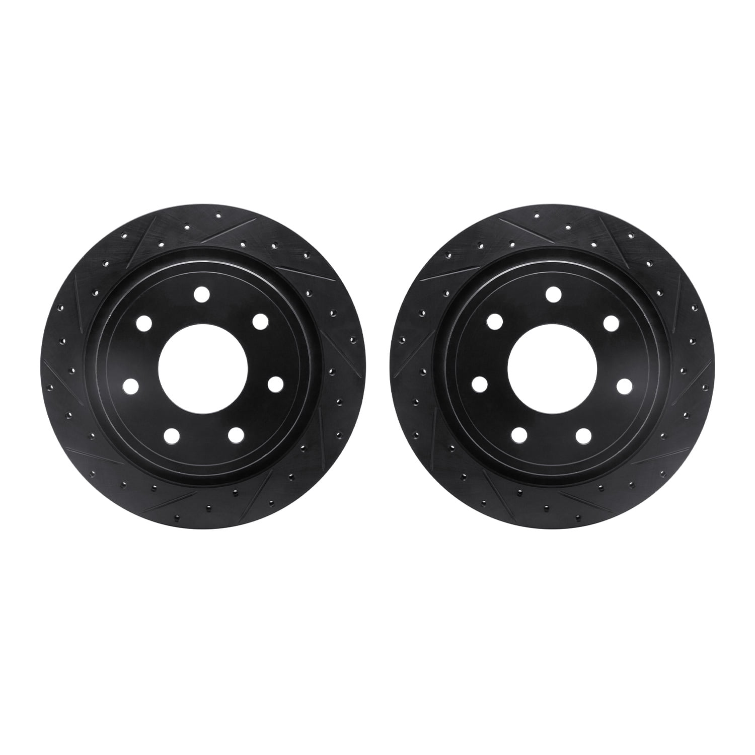 Dynamic Friction Company Rear Brake Rotors-Drilled and Slotted-Black 8002-54218