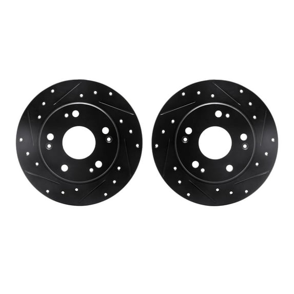 Dynamic Friction Company Rear Brake Rotors-Drilled and Slotted-Black 8002-59055