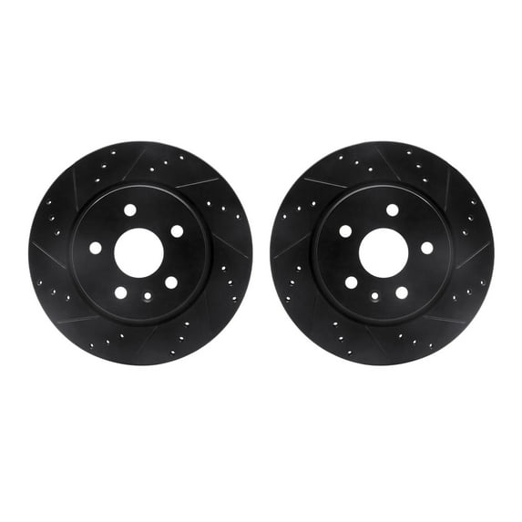 Dynamic Friction Company Rear Brake Rotors-Drilled and Slotted-Black 8002-65015