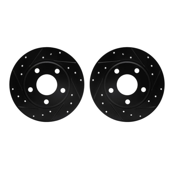 Dynamic Friction Company Rear Brake Rotors-Drilled and Slotted-Black 8002-73056