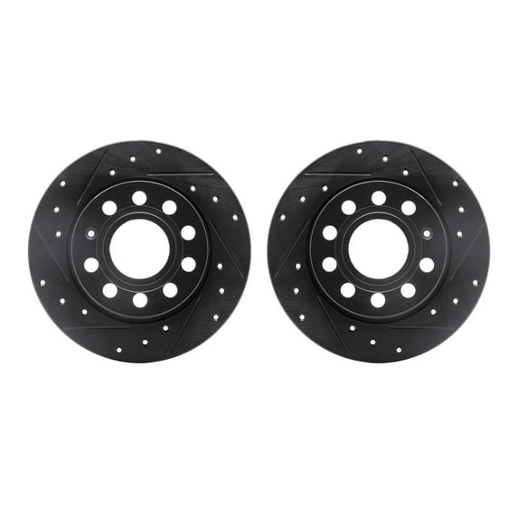 Dynamic Friction Company Rear Brake Rotors-Drilled and Slotted-Black 8002-74042