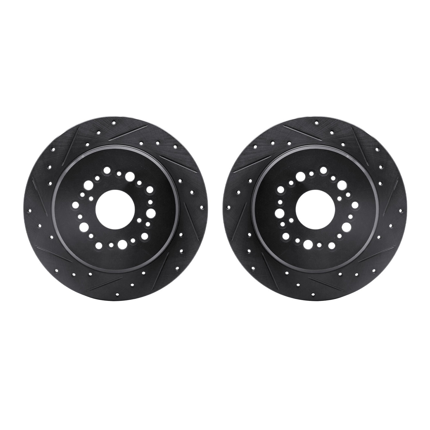 Dynamic Friction Company Rear Brake Rotors-Drilled and Slotted-Black 8002-75024