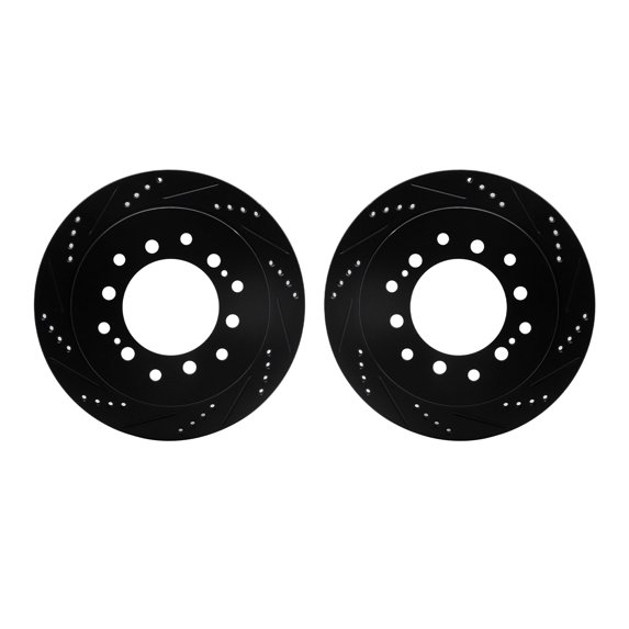 Dynamic Friction Company Rear Brake Rotors-Drilled and Slotted-Black 8002-76112