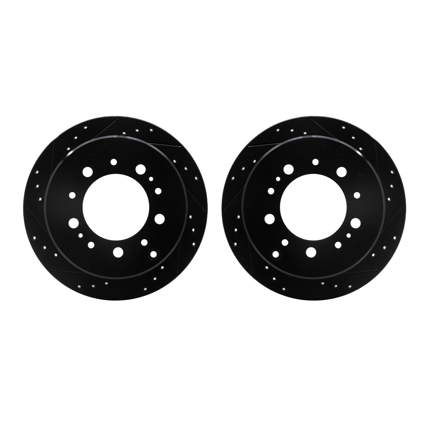 Dynamic Friction Company Rear Brake Rotors-Drilled and Slotted-Black 8002-76115