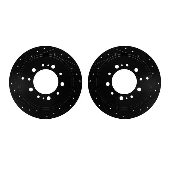 Dynamic Friction Company Rear Brake Rotors-Drilled and Slotted-Black 8002-76116