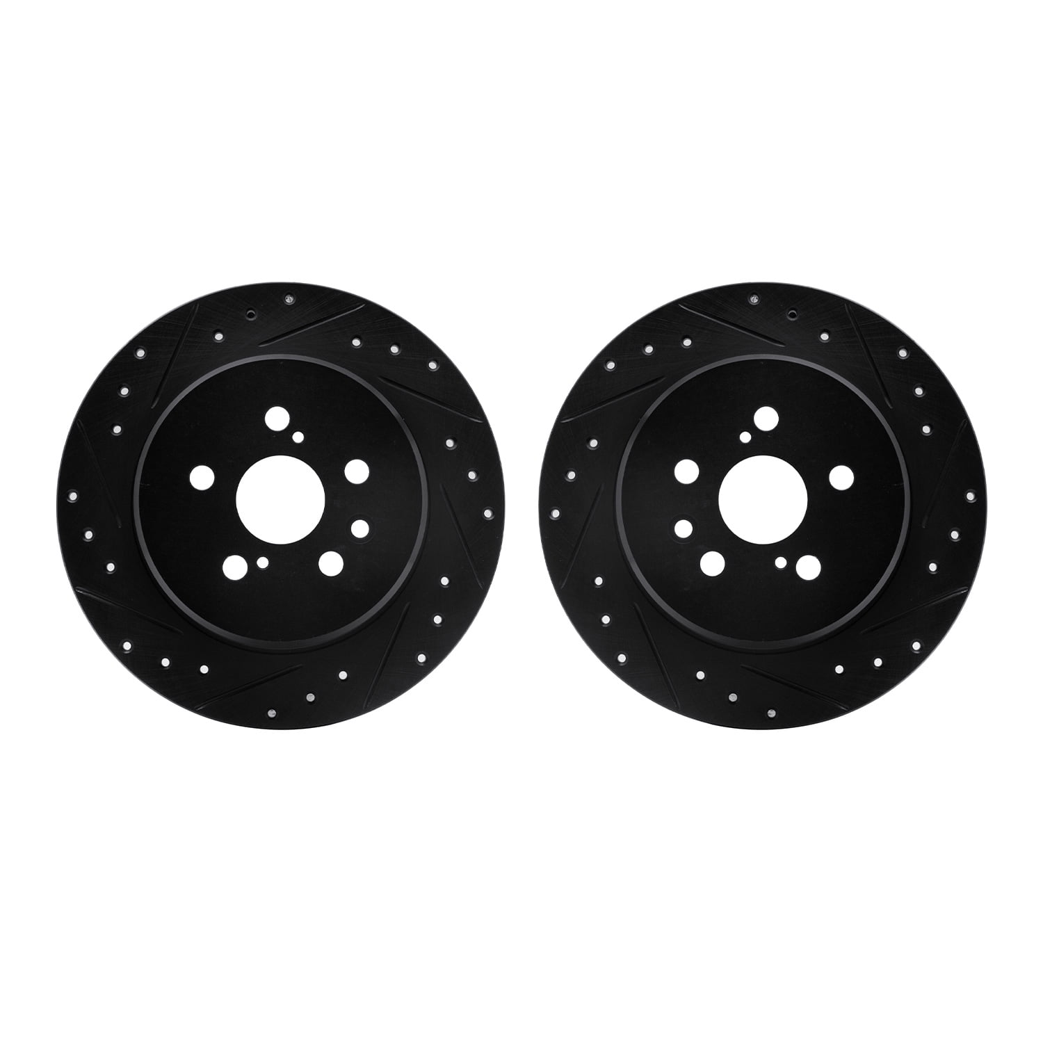 Dynamic Friction Company Rear Brake Rotors-Drilled and Slotted-Black 8002-76129