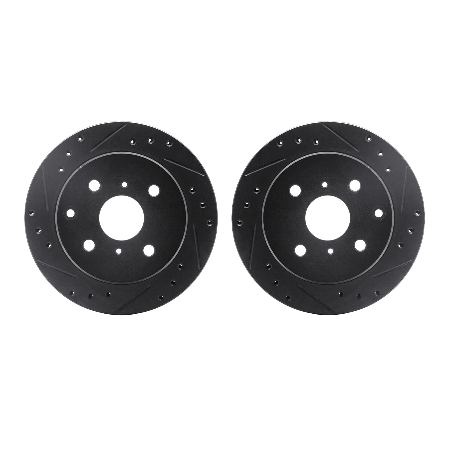 Dynamic Friction Company Rear Brake Rotors-Drilled and Slotted-Black 8002-76136