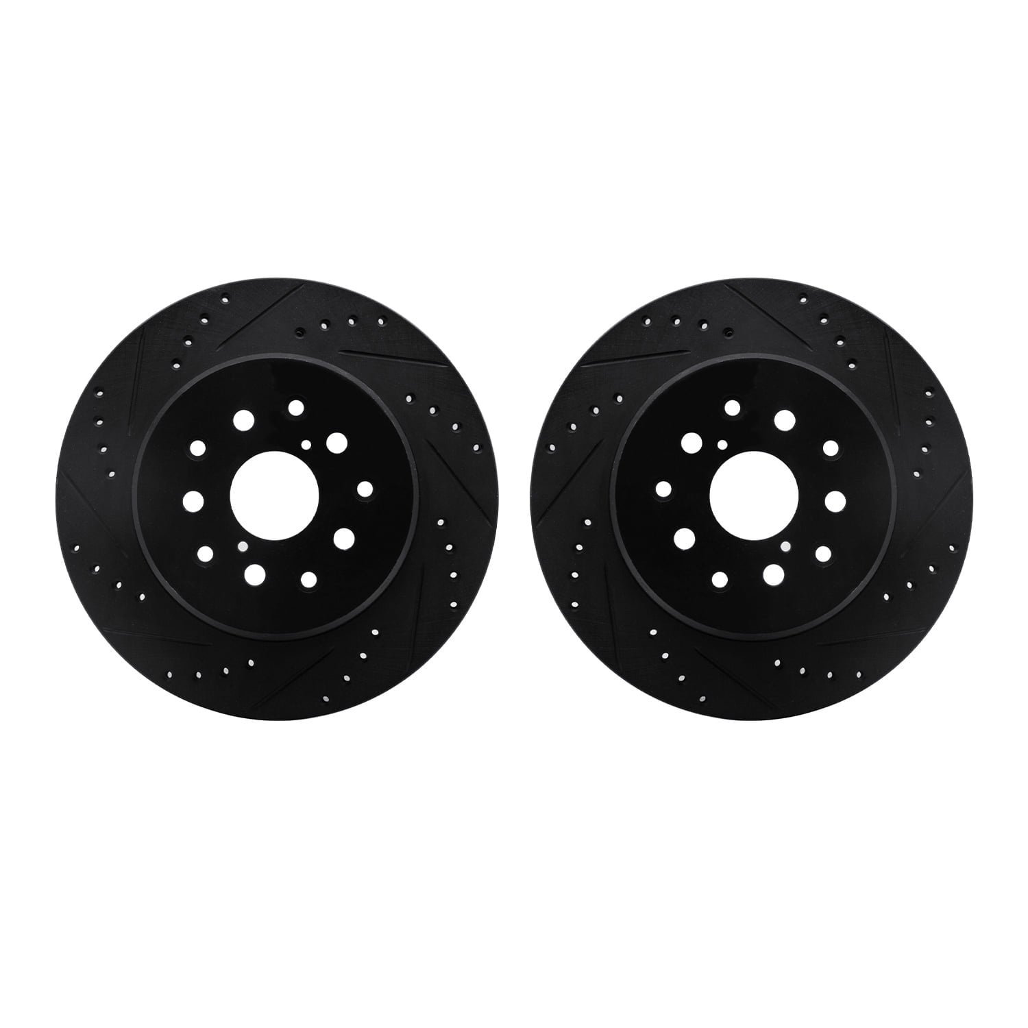 Dynamic Friction Company Rear Brake Rotors-Drilled and Slotted-Black 8002-76149