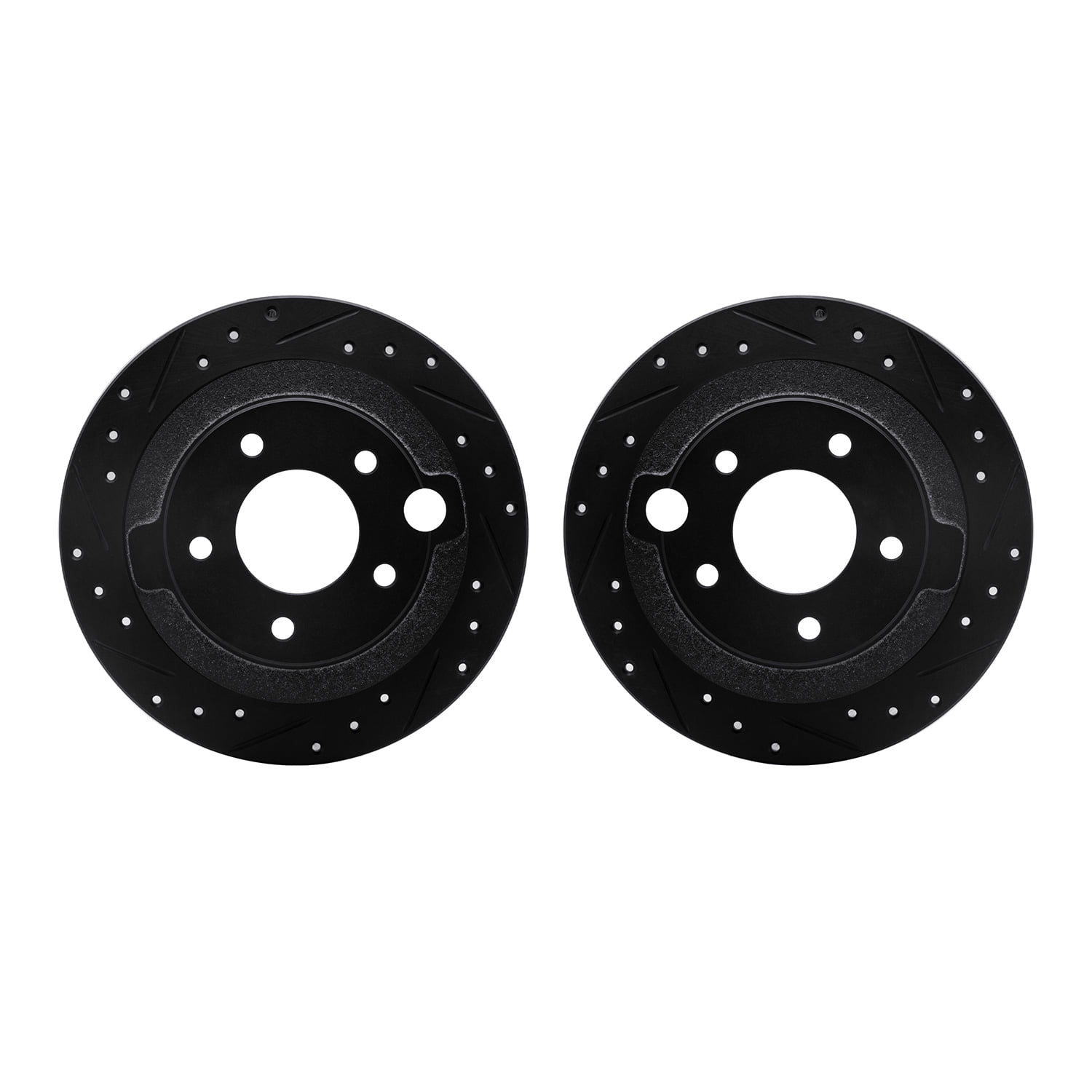 Dynamic Friction Company Rear Brake Rotors-Drilled and Slotted-Black 8002-80076