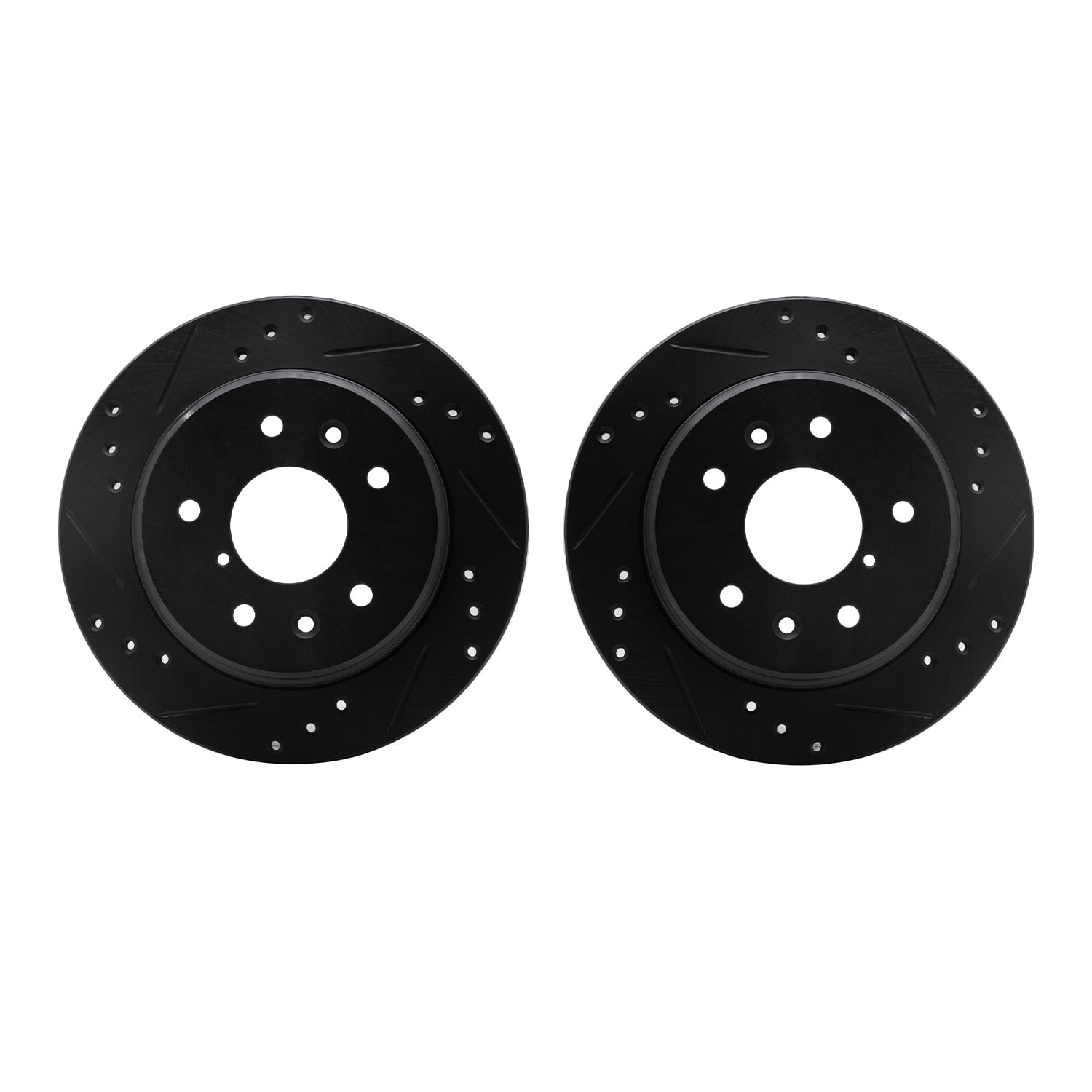 Dynamic Friction Company Rear Brake Rotors-Drilled and Slotted-Black 8002-80080