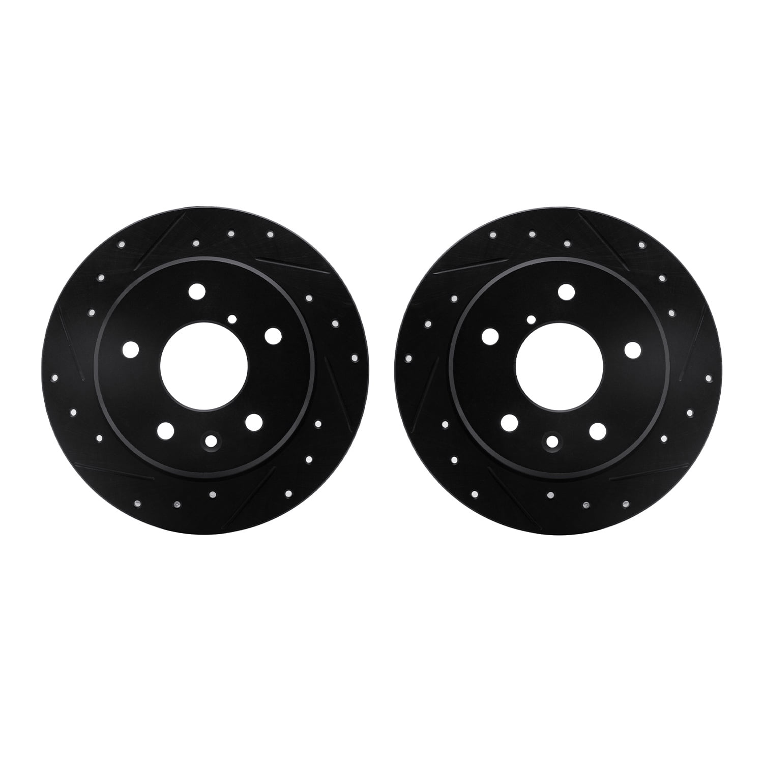 Dynamic Friction Company Rear Brake Rotors-Drilled and Slotted-Black 8002-80081