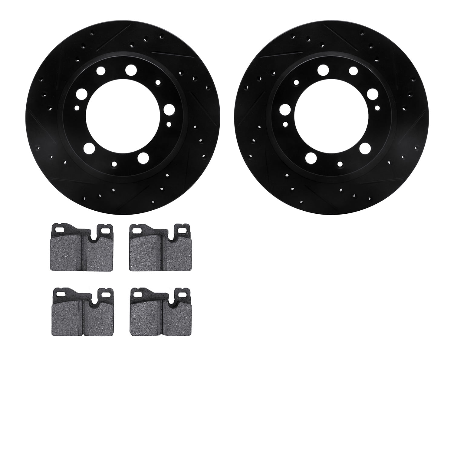 Dynamic Friction Company Rear Brake Rotors-Drilled and Slotted-Black with 5000 Advanced Brake Pads 8502-02032