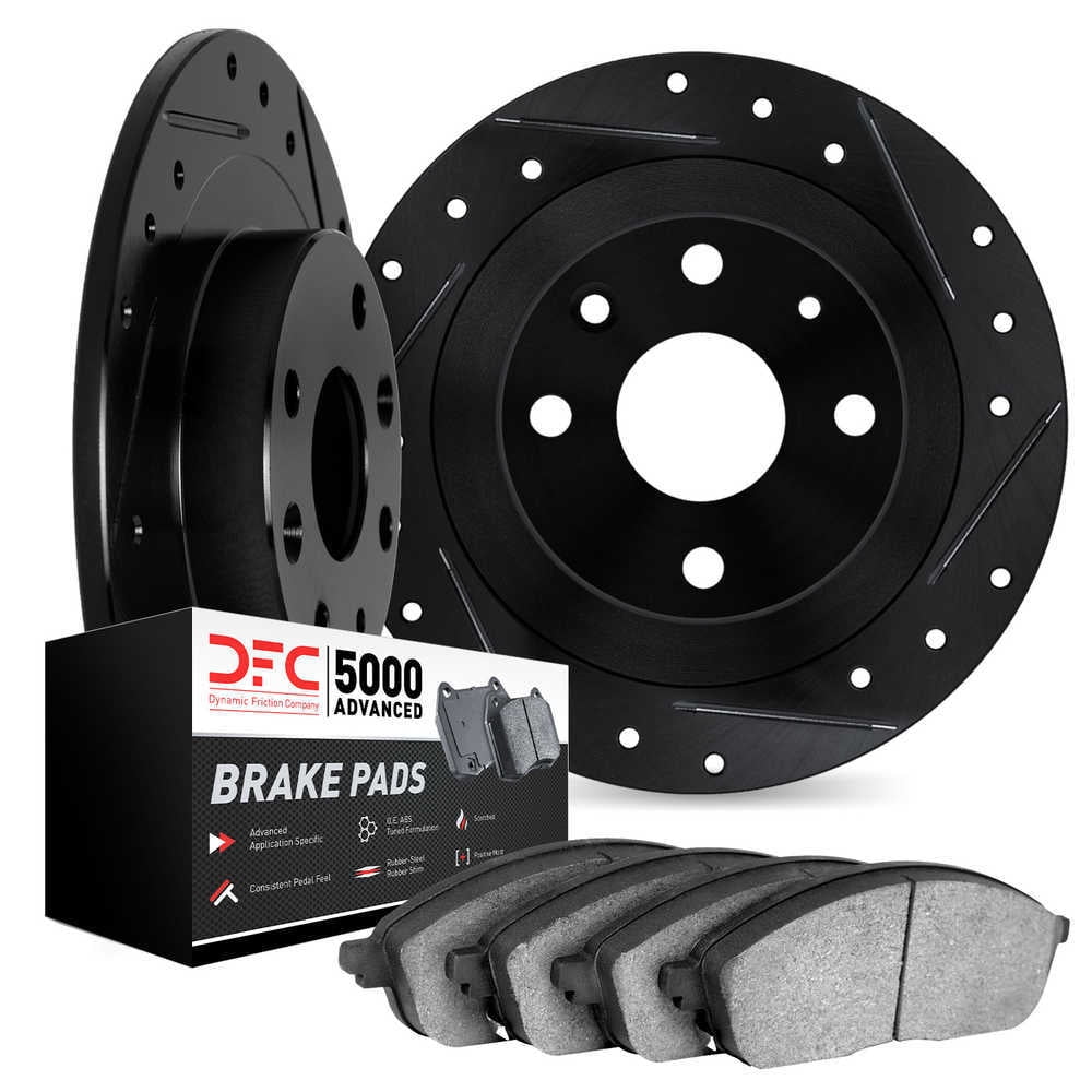 Dynamic Friction Company 8502-20000 DFC Rotors-Drilled and Slotted-Black with 5000 Advanced Brake