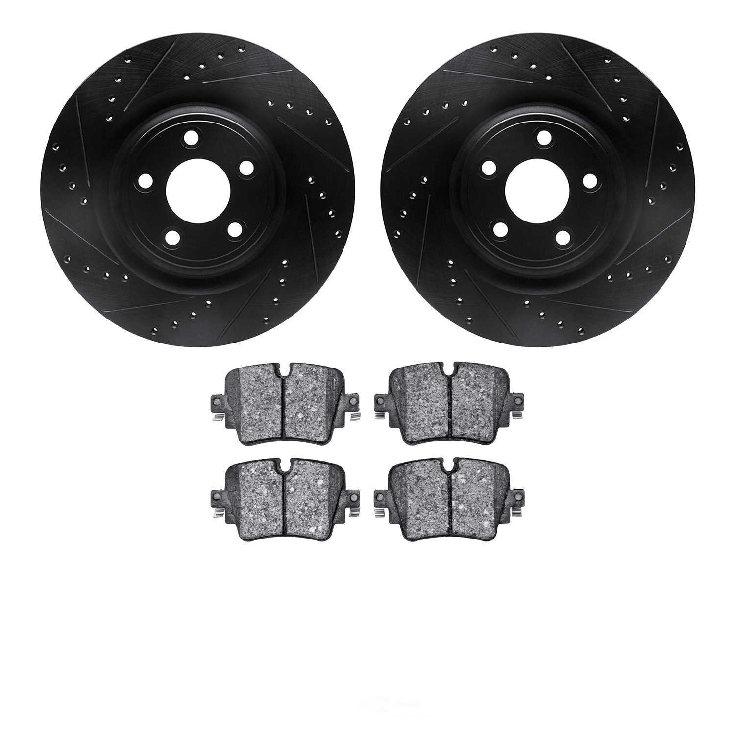 Dynamic Friction Company 8502-20030 DFC Rotors-Drilled and Slotted-Black with 5000 Advanced Brake