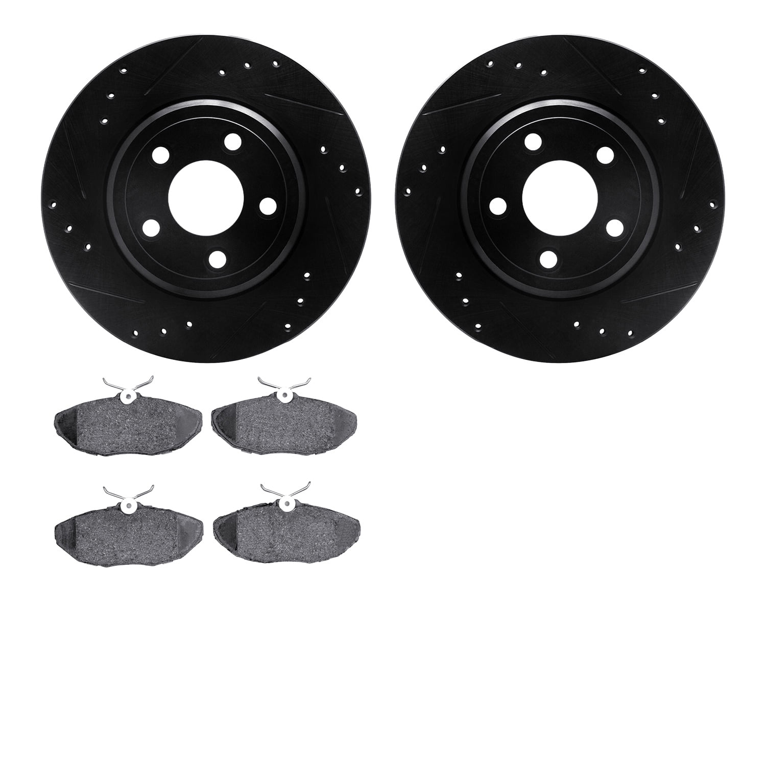 Dynamic Friction Company Rear Brake Rotors-Drilled and Slotted-Black with 5000 Advanced Brake Pads 8502-54016
