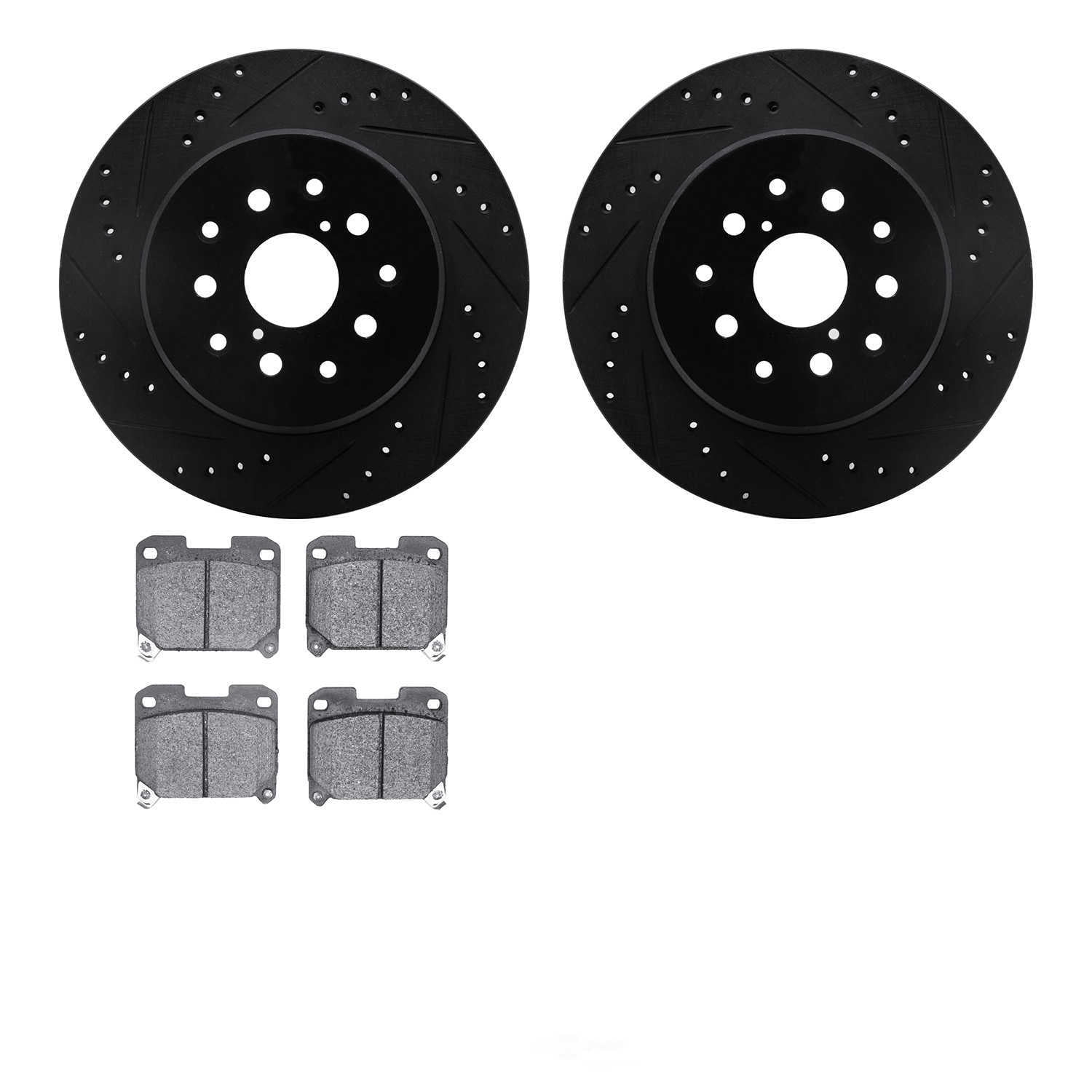 Dynamic Friction Company 8502-76053 DFC Rotors-Drilled and Slotted-Black with 5000 Advanced Brake
