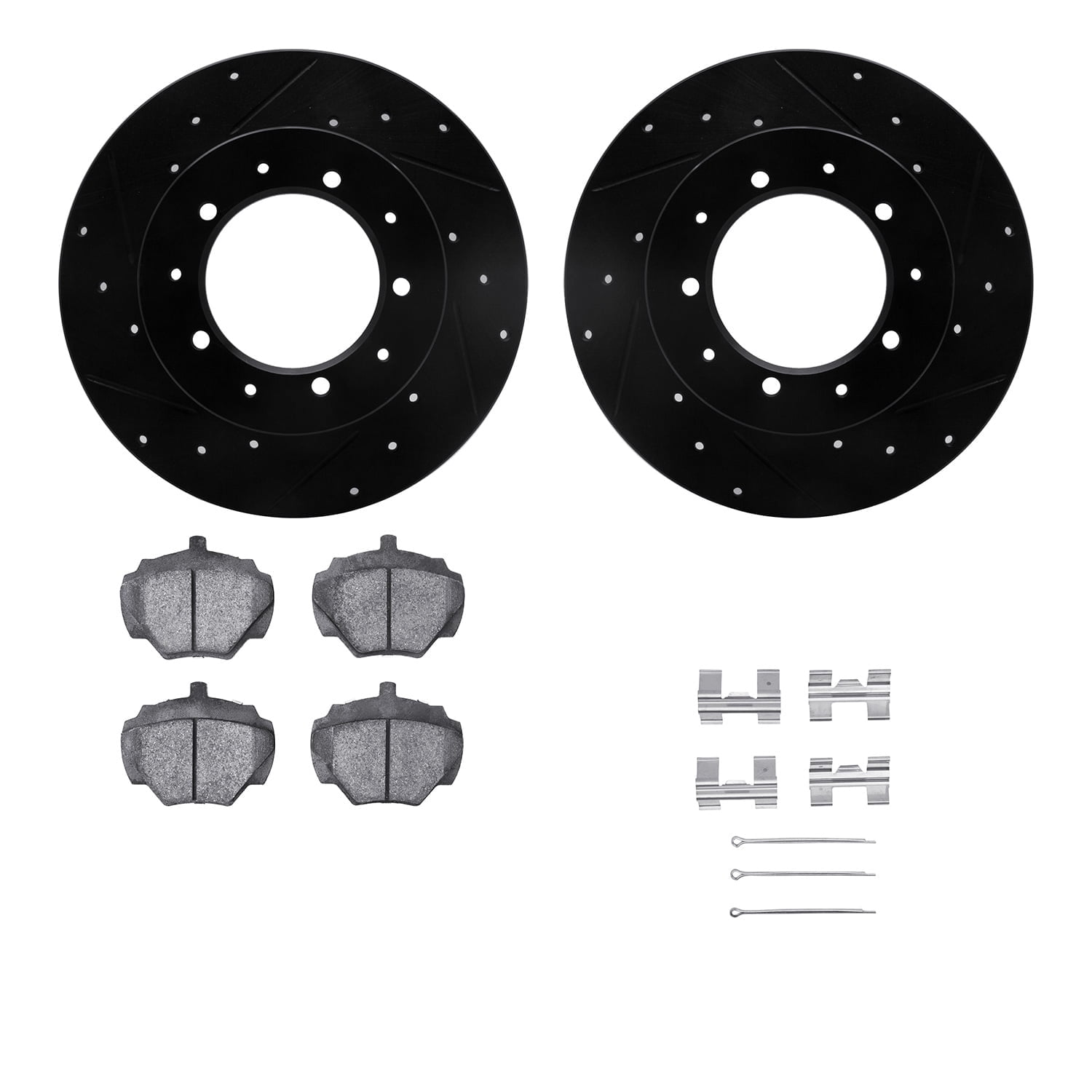 Dynamic Friction Company Rear Brake Rotors-Drilled and Slotted-Black with 5000 Advanced Brake Pads includes Hardware 8512-11003
