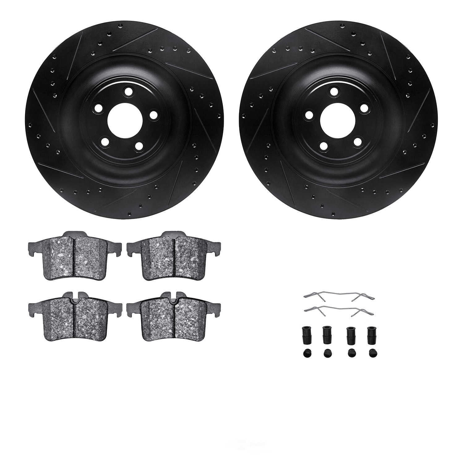 Dynamic Friction Company 8512-20021 DFC Rotors-Drilled and Slotted-Black with 5000 Advanced Brake