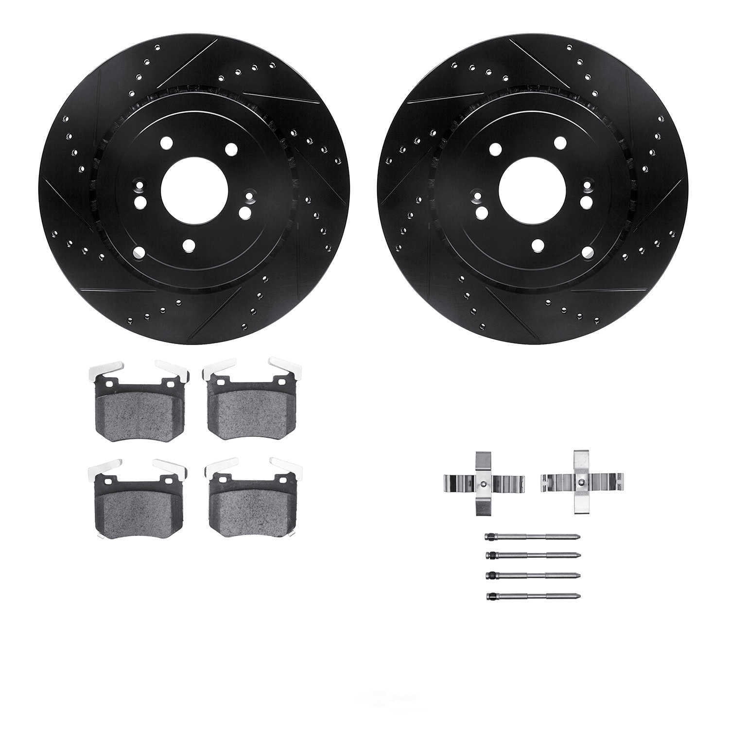 Dynamic Friction Company 8512-21049 DFC Rotors-Drilled and Slotted-Black with 5000 Advanced Brake
