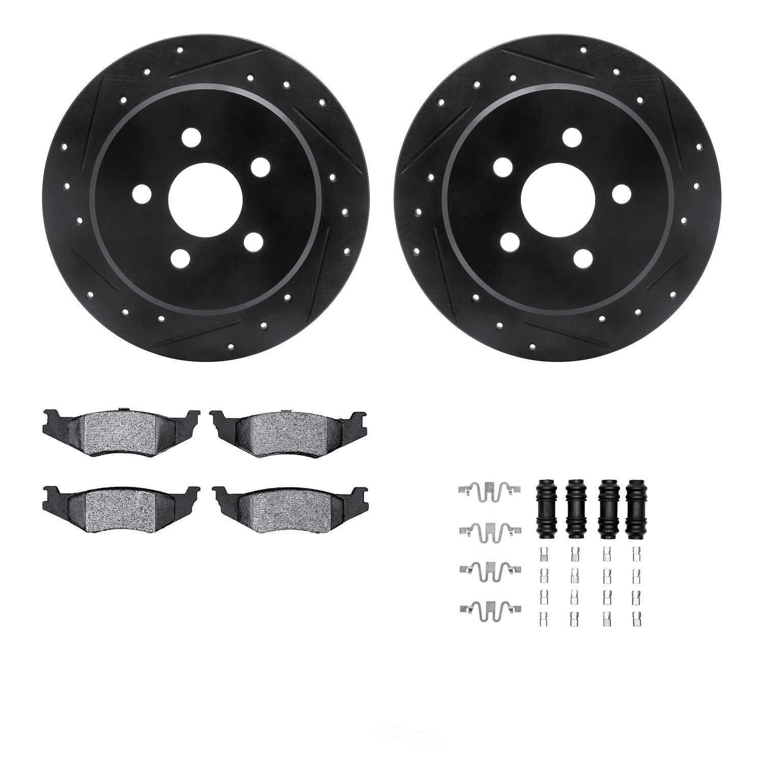 Dynamic Friction Company 8512-39004 DFC Rotors-Drilled and Slotted-Black with 5000 Advanced Brake