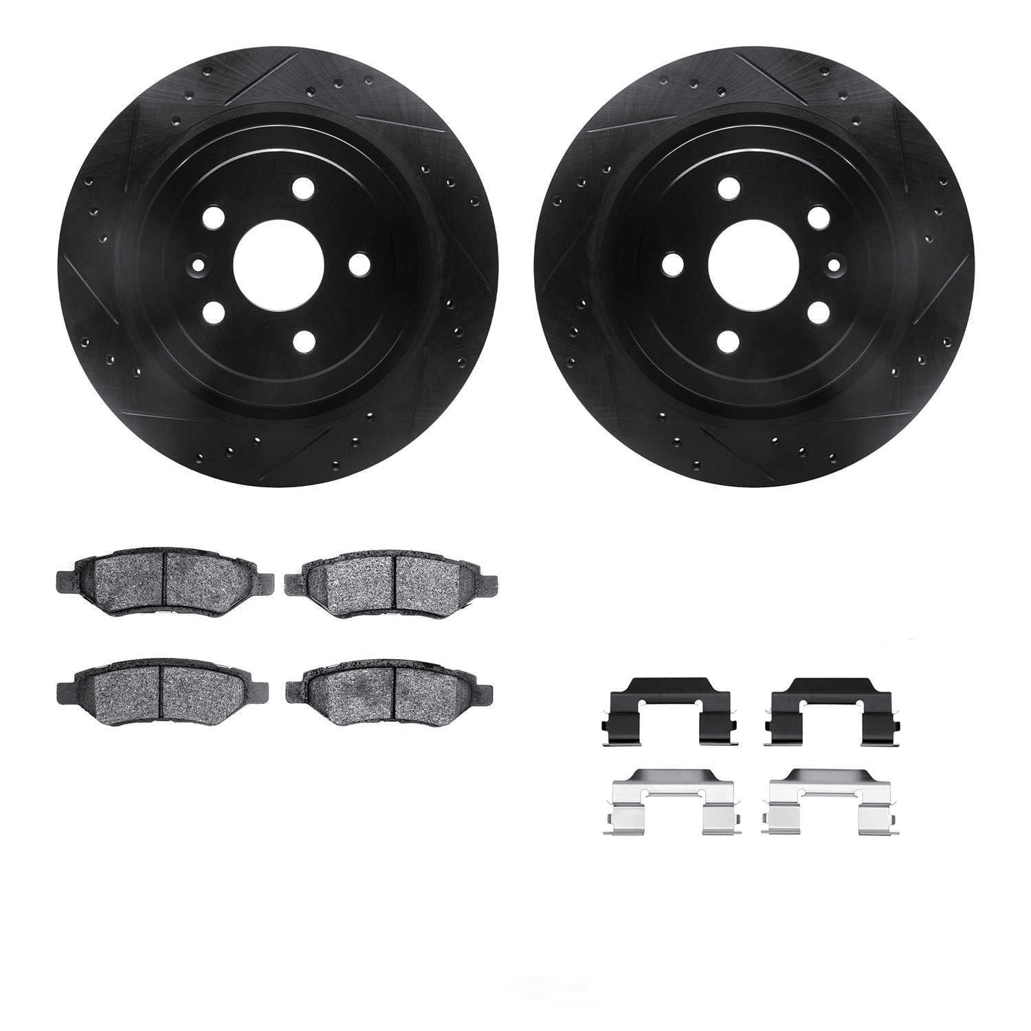 Dynamic Friction Company 8512-46022 DFC Rotors-Drilled and Slotted-Black with 5000 Advanced Brake