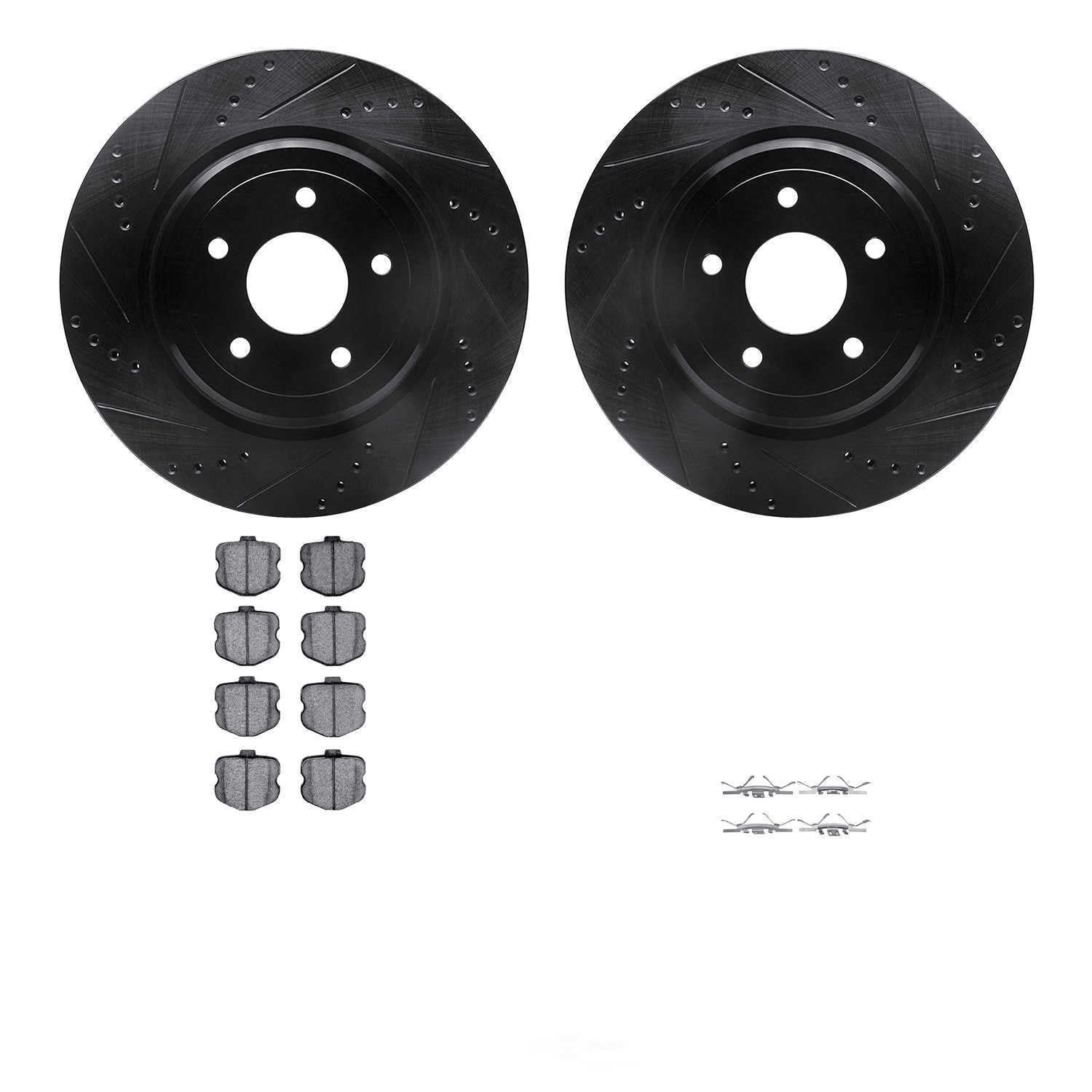 Dynamic Friction Company 8512-47017 DFC Rotors-Drilled and Slotted-Black with 5000 Advanced Brake