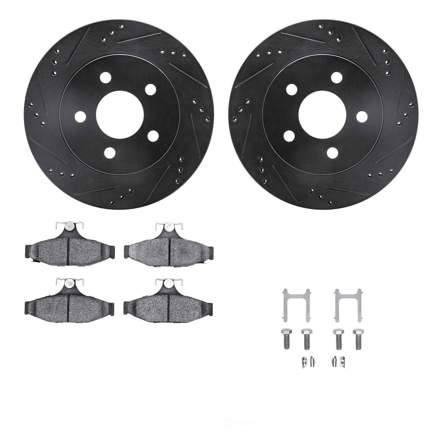Dynamic Friction Company 8512-47152 DFC Rotors-Drilled and Slotted-Black with 5000 Advanced Brake