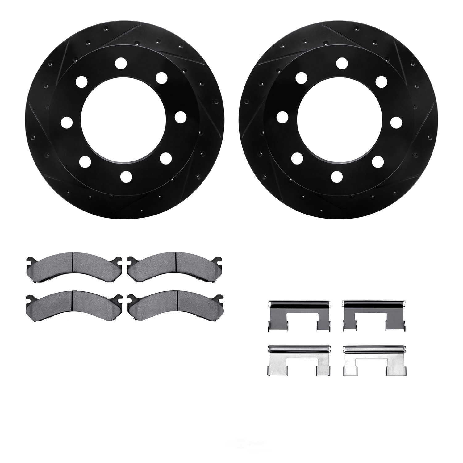 Dynamic Friction Company 8512-48050 DFC Rotors-Drilled and Slotted-Black with 5000 Advanced Brake