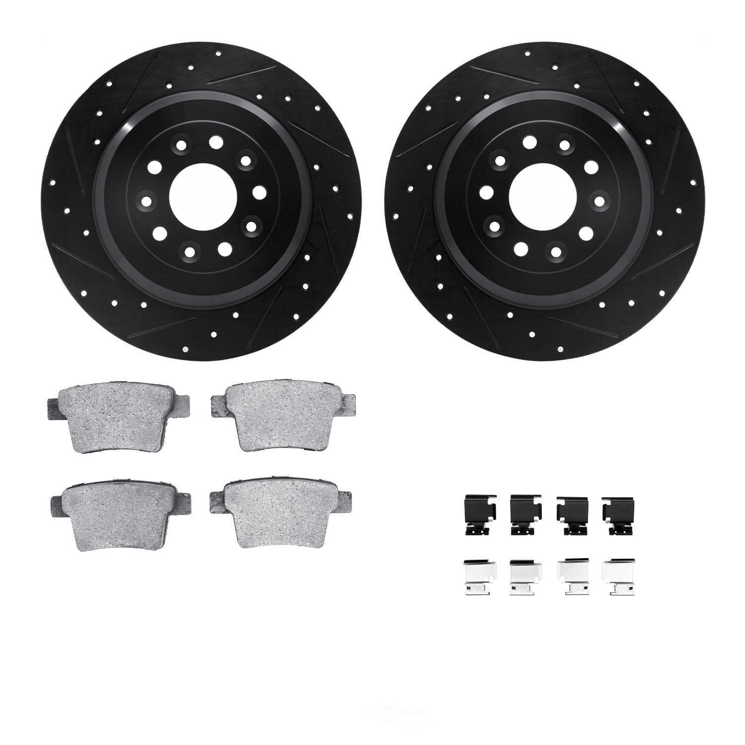 Dynamic Friction Company 8512-54090 DFC Rotors-Drilled and Slotted-Black with 5000 Advanced Brake