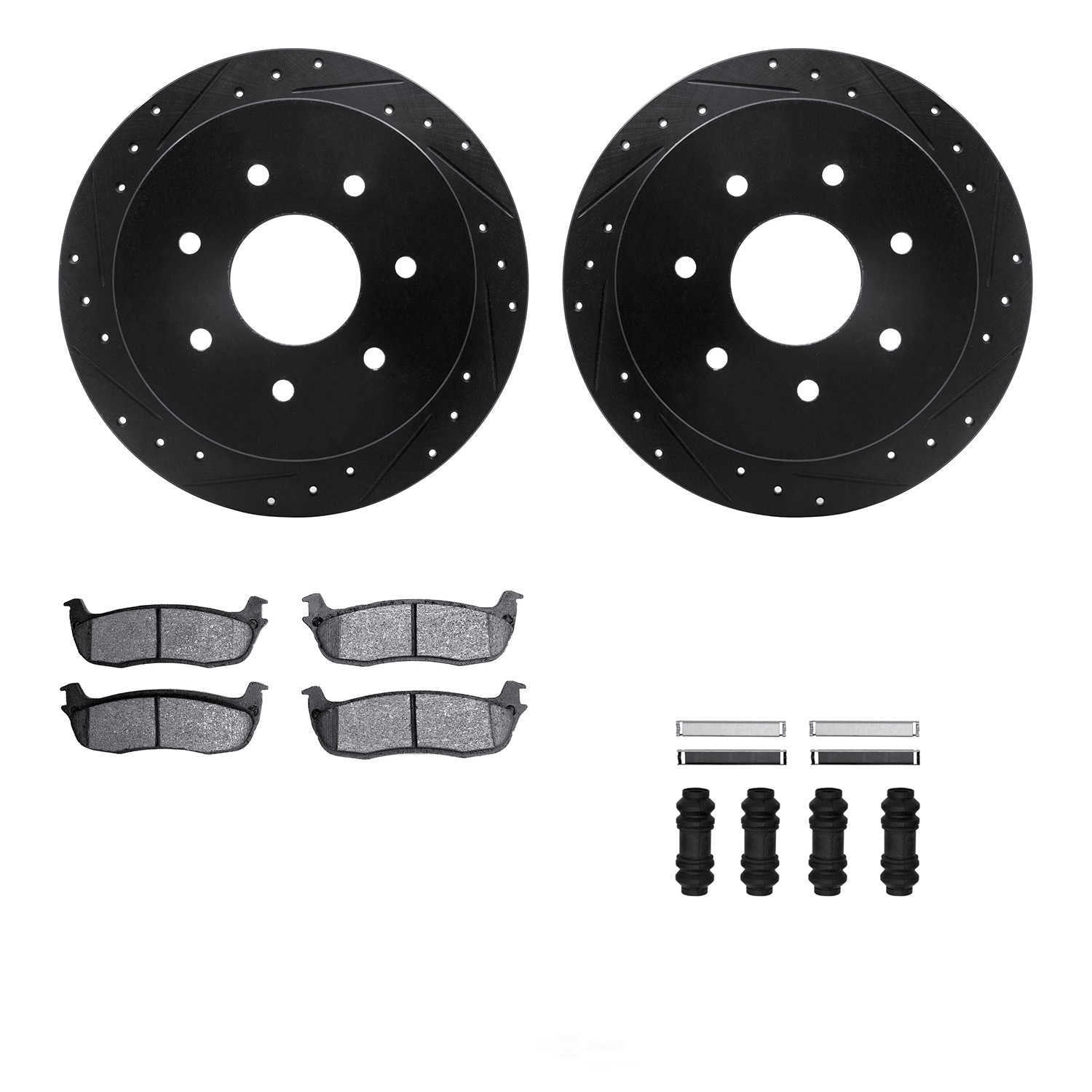 Dynamic Friction Company 8512-54121 DFC Rotors-Drilled and Slotted-Black with 5000 Advanced Brake